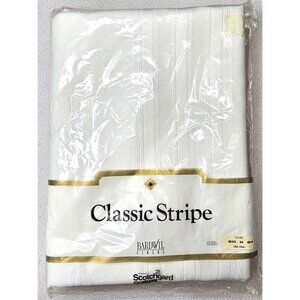 New Bardwil Linens Classic Stripe Tablecloth 60" X 84" Oblong Scotchgard White